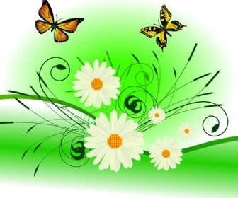 Bright Background With Flowers Design Vector