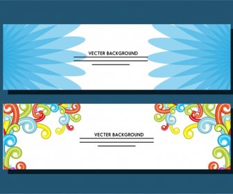 Bright Banner Templates Colorful Abstract Flat Style