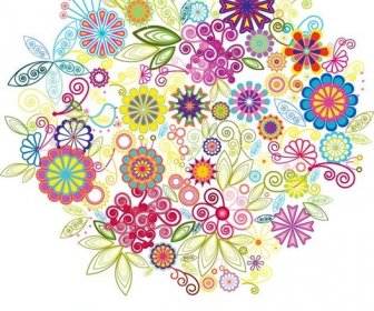 Bright Color Flowers Vector