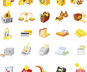 Bright Finance Icons Elements Vector