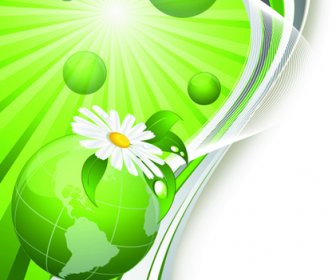 Parlak Yeşil Arka Plan Ile Vektör çiçek