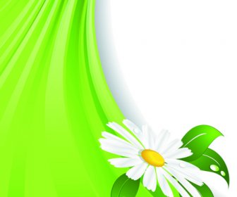 Parlak Yeşil Arka Plan Ile Vektör çiçek