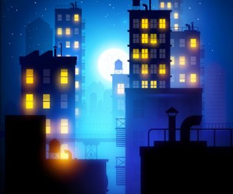 Lumineuse Midnight City Vector Contexte