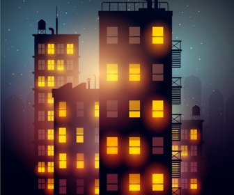 Lumineuse Midnight City Vector Contexte