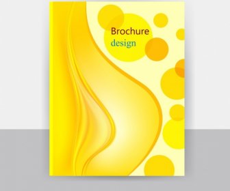 Broschüre-Cover-Vorlage Gelb-Design Kreise Geschwungene Linien