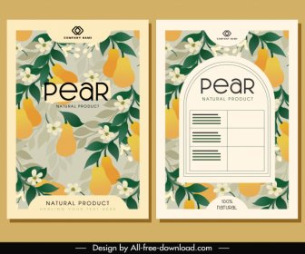 brochure cover templates pear flowers decor elegant classic