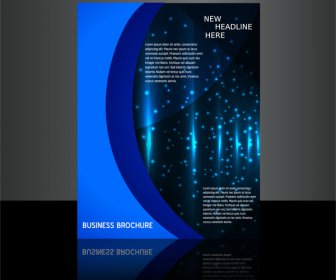 Design De Brochura Com Estrelas Brilhantes Sobre Fundo Escuro