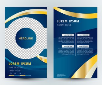 Brochure Design With Checkered Blue And Curves