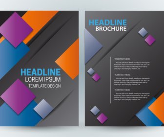 Design De Brochura Com Quadrados Coloridos E Fundo Escuro