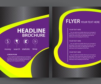 Folleto Flyer Design Con Dark Violet Background