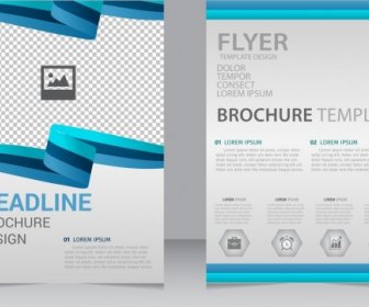 Curve 3d Brochure Flyer Modello Linee Ornamento Blu