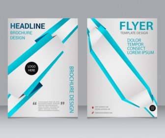 Brochure Flyer Template 3d Modern Design Blue Lines
