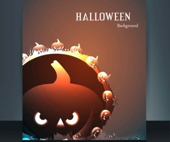 Brochure Halloween Colorful Reflection Pumpkins Party Vector Background