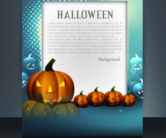 Brochure Reflection Halloween Colorful Card Pumpkins Party Background