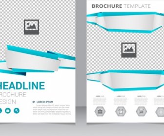 Brochure Template Checkered Background 3d Blue Curves