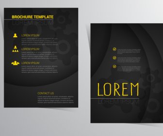 Broschüre-Template-Design Mit Schwarzen Und Gelben Vignette