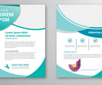 Brochure Template Design With Checkered Curves Illustration