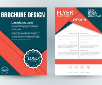 Brochure Template Design With Diagonal Illustration
