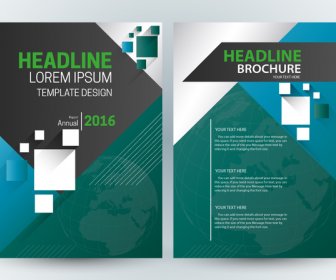 Brochure Template Design With Globe Vignette Illustration