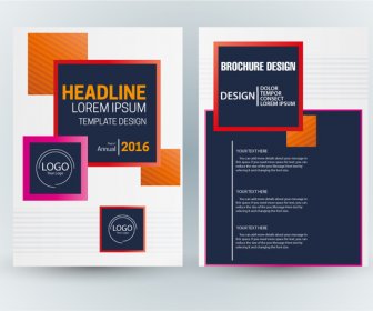 Brosur Desain Vektor Template Dengan Ilustrasi Warna-warni Kotak