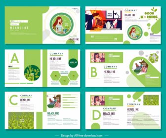 Brochure Templates Healthy Life Theme Bright Green White