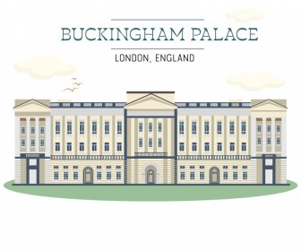 Buckingham Palace Advertising Banner Elegant Flat Symmetric Outline