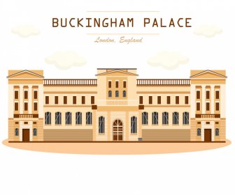 ロンドンのバッキンガム宮殿の広告ポスターフラットクラシック対称デザイン