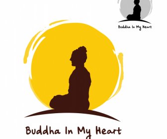 Buddha In My Heart Logotype Flat Classic Handdrawn Silhouette Design