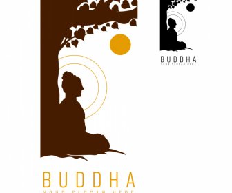 Sketsa Siluet Desain Logo Buddha