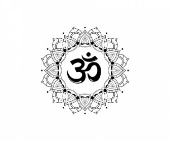  Buddhism Lotus Symbol Icon Black White Flat Classical Symmetric Outline