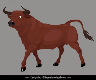 буйвол значок классический дизайн цветной ручной эскиз