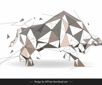 Buffalo Symbol Dynamischer Geometrischer Forex-Handel Designelement Niedrige Polygonale Skizze
