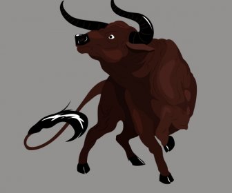 Buffalo Simgesi Dövüş Hareketi 3d Dinamik Eskiz