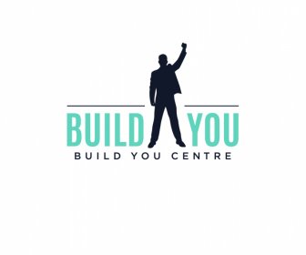 Build You Logo Template Active Man Silhouette Texts Sketch