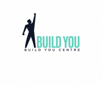 build you logotype strong man silhouette texts decor