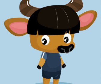 Bull Cartoon Character Icon Cute Stylized Sketch