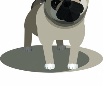 Bulldog Biểu Tượng Màu Nâu 3D Sketch