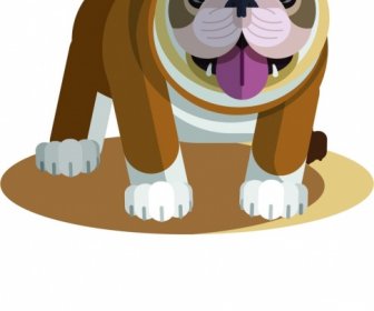 Bulldog Icon Cute Colored Cartoon Sketch
