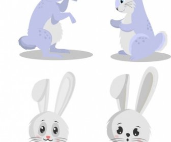 Bunnies Icon Cute Cartoon Characters