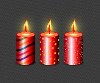 Burning Candles Background Shiny 3d Red Vertical Icons