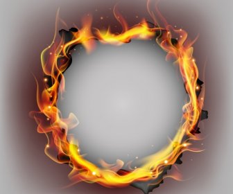 Lingkaran Latar Belakang Kertas Dibakar Api Ornamen