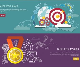 Business Aims And Award Illustration On Flat Design