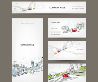 예술 비즈니스 카드 디자인을 위한 도시도로에 자동차