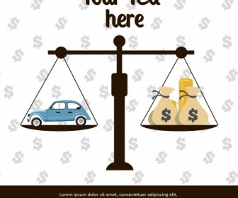 ícones De Dinheiro Do Negócio Fundo Equilíbrio Carro
