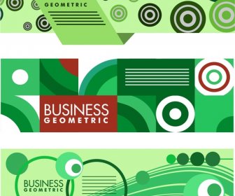 Business Banner Set Abstract Geometric Green Design Style