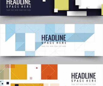 Business Banner Sets Abstract Geometric Design