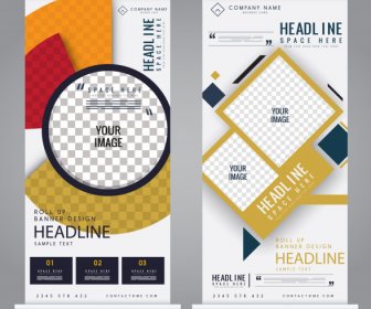 Business Banner Templates Colorful Geometric Checkered Decor