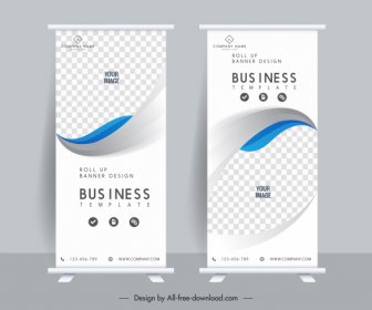 Business Banner Templates Standee Shape Bright Checkered Curves