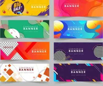 Business Banners Templates Collection Colorful Abstract Geometric Decor
