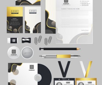 Business Brand Identity Sets Modern Abstract Curves Circles